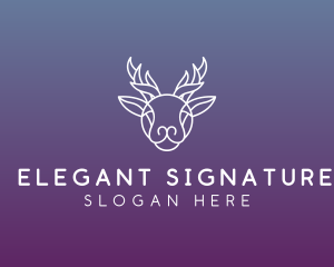 Elegant Reindeer Outline logo design