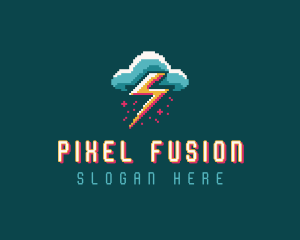 Cloud Thunder Pixelated logo design