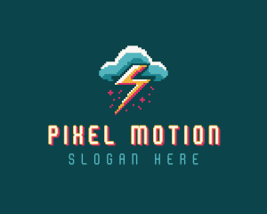 Cloud Thunder Pixelated logo design