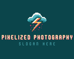 Cloud Thunder Pixelated logo design