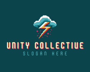 Cloud Thunder Pixelated logo design