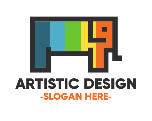 Colorful Pixel Elephant logo