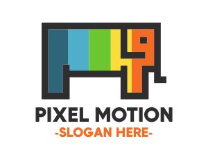 Colorful Pixel Elephant logo design