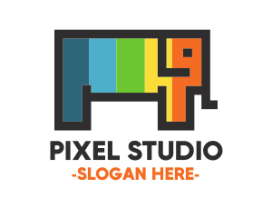 Colorful Pixel Elephant logo