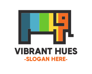 Colorful Pixel Elephant logo
