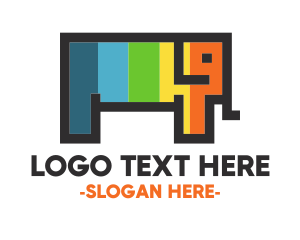 Color - Colorful Pixel Elephant logo design