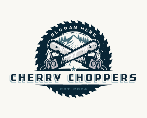 Chainsaw Mountain Lumberjack logo design