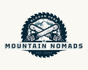 Chainsaw Mountain Lumberjack logo design