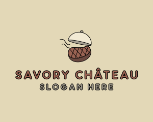 Grilled Steak Cloche logo design