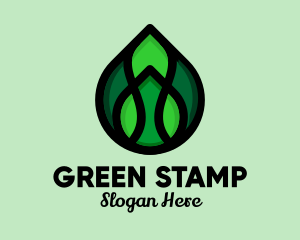 Natural Green Droplet logo design