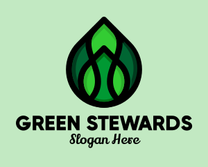 Natural Green Droplet logo design