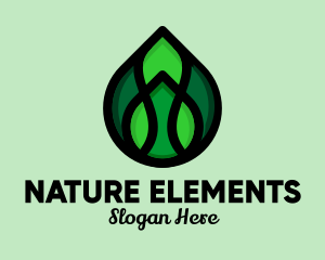 Natural Green Droplet logo design