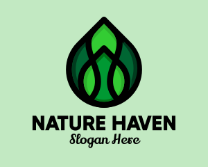 Natural Green Droplet logo design