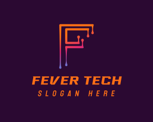 Modern Tech Letter F logo design