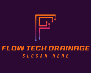 Modern Tech Letter F logo design