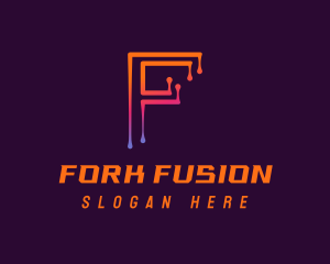 Modern Tech Letter F logo design