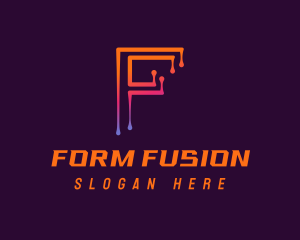 Modern Tech Letter F logo design