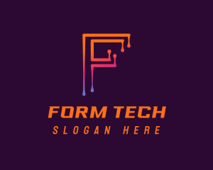 Modern Tech Letter F logo design