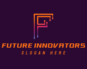 Modern Tech Letter F logo design