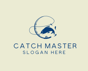 Fish Fishing Rod logo design