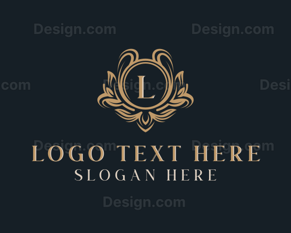 Floral Wreath Shield Logo