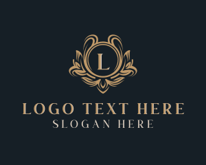 Floral Wreath Shield logo