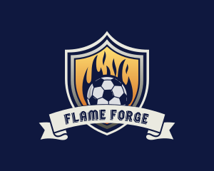 Flame Soccer Sports Shield logo design