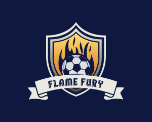 Flame Soccer Sports Shield logo design