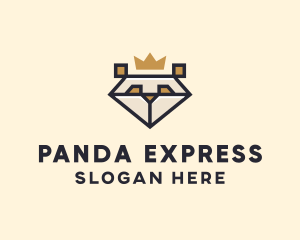 Crown Panda Bear logo design