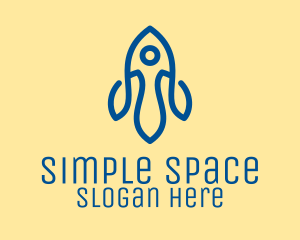 Simple Blue Rocket  logo design