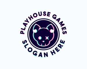 Gaming Feline Glitch logo design