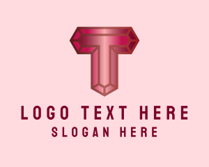 Red Gemstone Letter T logo