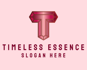 Red Gemstone Letter T logo design