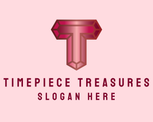 Red Gemstone Letter T logo design