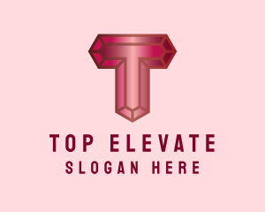 Red Gemstone Letter T logo design