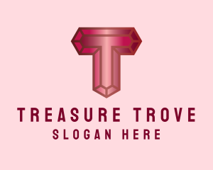 Red Gemstone Letter T logo design