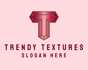 Red Gemstone Letter T logo design