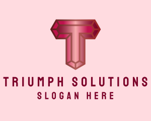 Red Gemstone Letter T logo design