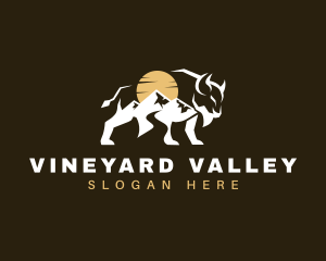 Bison Valley Mountain logo design