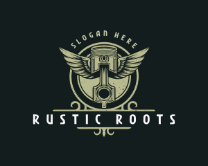 Rustic Piston Engine logo design