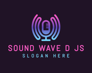 Microphone Music Sound Wave logo design