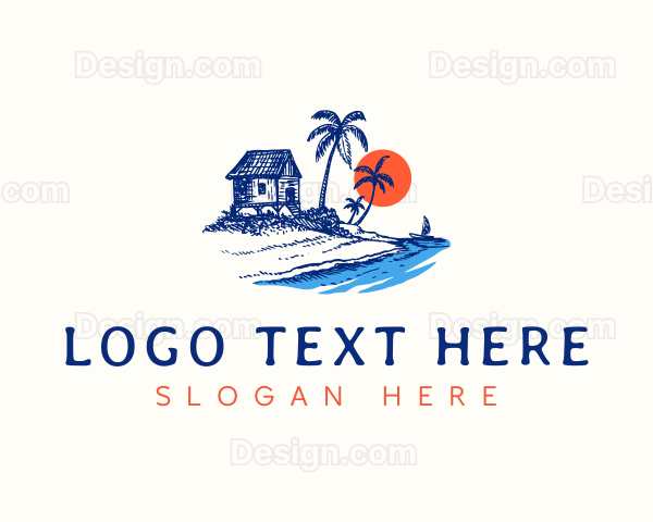 Tropical Beach Vacation Logo