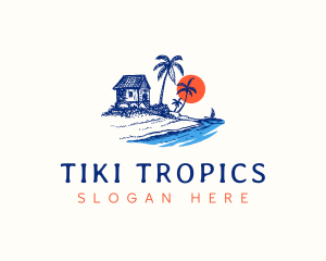 Tropical Beach Vacation logo design