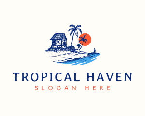 Tropical Beach Vacation logo design