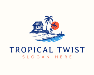 Tropical Beach Vacation logo design