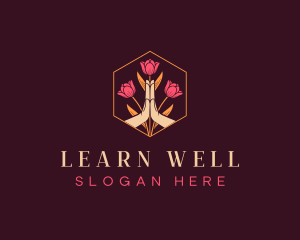 Hands Flower Wellness logo design