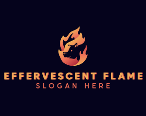 Hot Flame Pig logo design