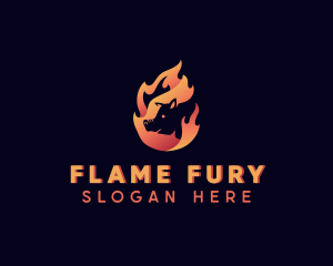 Hot Flame Pig logo design