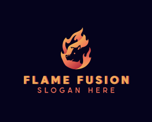 Hot Flame Pig logo design