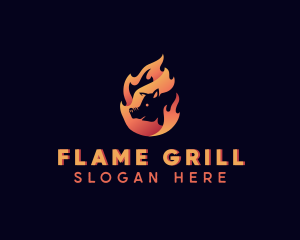 Hot Flame Pig logo design